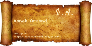 Vanek Armand névjegykártya